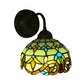 Baroque Bowl Sconce Light Fixture 1 Head Yellow/blue Glass Wall Mounted Light with Flower Pattern Clearhalo 'Industrial' 'Middle century wall lights' 'Tiffany wall lights' 'Tiffany' 'Wall Lamps & Sconces' 'Wall Lights' Lighting' 185531