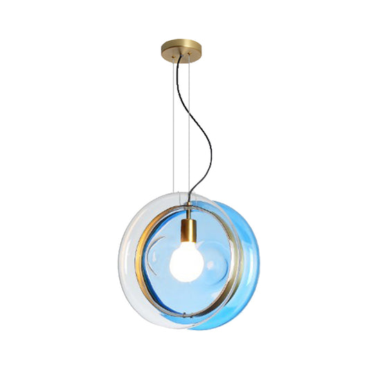 Orbit Corridor Hotel Suspension Light Glass Single Head Pendant Lamp with Brass Ring Clearhalo 'Ceiling Lights' 'Glass shade' 'Glass' 'Modern Pendants' 'Modern' 'Pendant Lights' 'Pendants' Lighting' 185541