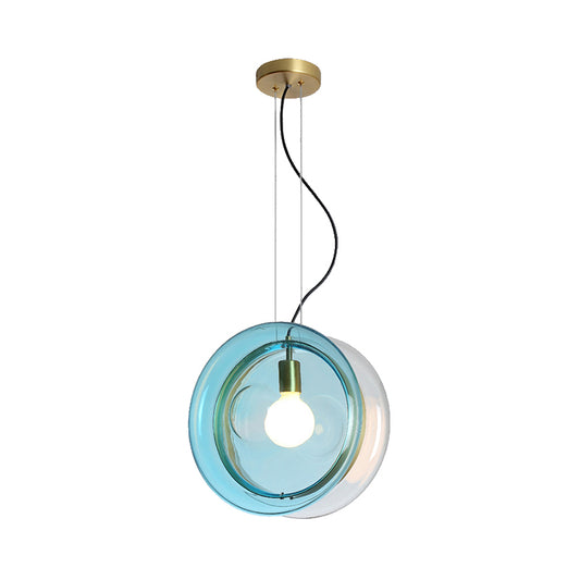 Orbit Corridor Hotel Suspension Light Glass Single Head Pendant Lamp with Brass Ring Clearhalo 'Ceiling Lights' 'Glass shade' 'Glass' 'Modern Pendants' 'Modern' 'Pendant Lights' 'Pendants' Lighting' 185543