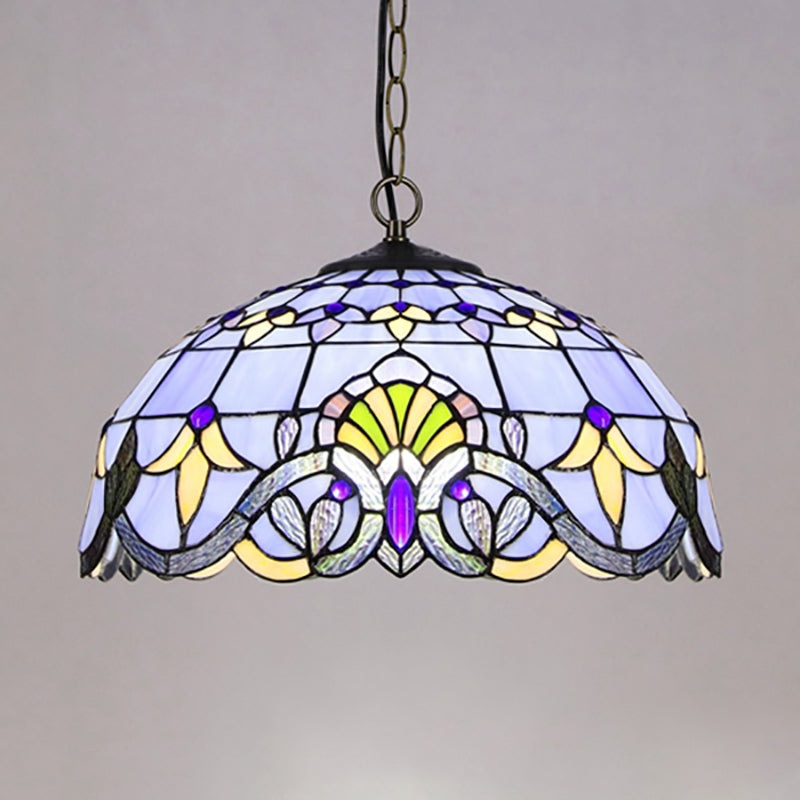 Dome Shade Pendant Lighting Fixtures Victorian Stained Glass Single Light Ceiling Light Clearhalo 'Ceiling Lights' 'Industrial' 'Middle Century Pendants' 'Pendant Lights' 'Pendants' 'Tiffany close to ceiling' 'Tiffany Pendants' 'Tiffany' Lighting' 185657