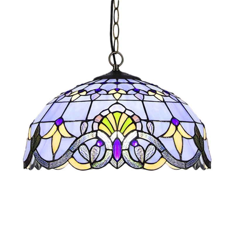 Dome Shade Pendant Lighting Fixtures Victorian Stained Glass Single Light Ceiling Light Clearhalo 'Ceiling Lights' 'Industrial' 'Middle Century Pendants' 'Pendant Lights' 'Pendants' 'Tiffany close to ceiling' 'Tiffany Pendants' 'Tiffany' Lighting' 185658