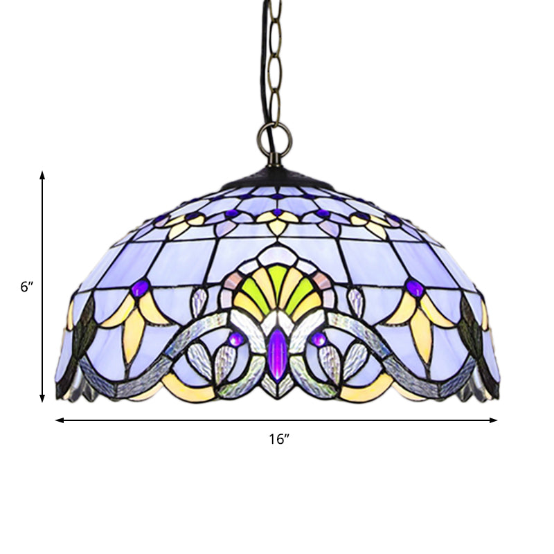 Dome Shade Pendant Lighting Fixtures Victorian Stained Glass Single Light Ceiling Light Clearhalo 'Ceiling Lights' 'Industrial' 'Middle Century Pendants' 'Pendant Lights' 'Pendants' 'Tiffany close to ceiling' 'Tiffany Pendants' 'Tiffany' Lighting' 185660