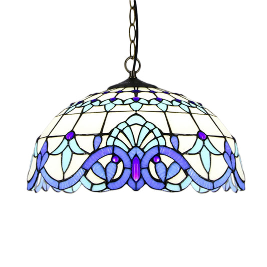 Dome Shade Pendant Lighting Fixtures Victorian Stained Glass Single Light Ceiling Light Clearhalo 'Ceiling Lights' 'Industrial' 'Middle Century Pendants' 'Pendant Lights' 'Pendants' 'Tiffany close to ceiling' 'Tiffany Pendants' 'Tiffany' Lighting' 185662