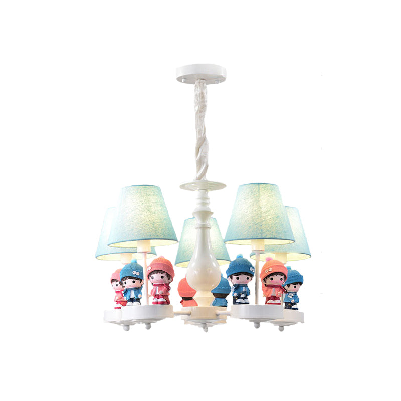 Tapered Shade Living Room Chandelier with Kids Deco Metal 3 Heads Contemporary Ceiling Pendant in Blue Clearhalo 'Ceiling Lights' 'Chandeliers' Lighting' options 185688