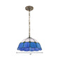 Domed Ceiling Light Tiffany 1 Head Yellow/Blue Handcrafted Art Glass Suspended Lighting Fixture, 12"/16" Wide Clearhalo 'Ceiling Lights' 'Industrial' 'Middle Century Pendants' 'Pendant Lights' 'Pendants' 'Tiffany close to ceiling' 'Tiffany Pendants' 'Tiffany' Lighting' 185762
