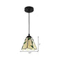 Silver/Black 1 Head Pendant Lamp Tiffany-Style Stained Glass Tapered Hanging Light Fixture with Leaf Pattern Clearhalo 'Ceiling Lights' 'Industrial' 'Middle Century Pendants' 'Pendant Lights' 'Pendants' 'Tiffany close to ceiling' 'Tiffany Pendants' 'Tiffany' Lighting' 185815