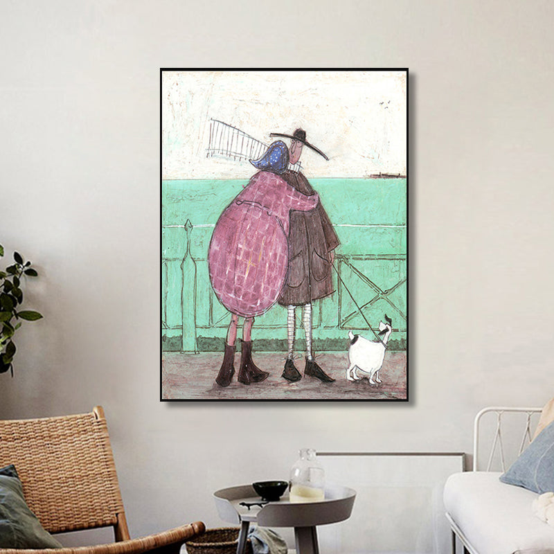 Recreational Figure Wall Art Decor Pastel Color Canvas Painting, Textured, Multiple Sizes Pink Clearhalo 'Art Gallery' 'Canvas Art' 'Kids' Arts' 1858158