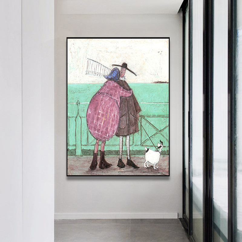 Recreational Figure Wall Art Decor Pastel Color Canvas Painting, Textured, Multiple Sizes Clearhalo 'Art Gallery' 'Canvas Art' 'Kids' Arts' 1858159