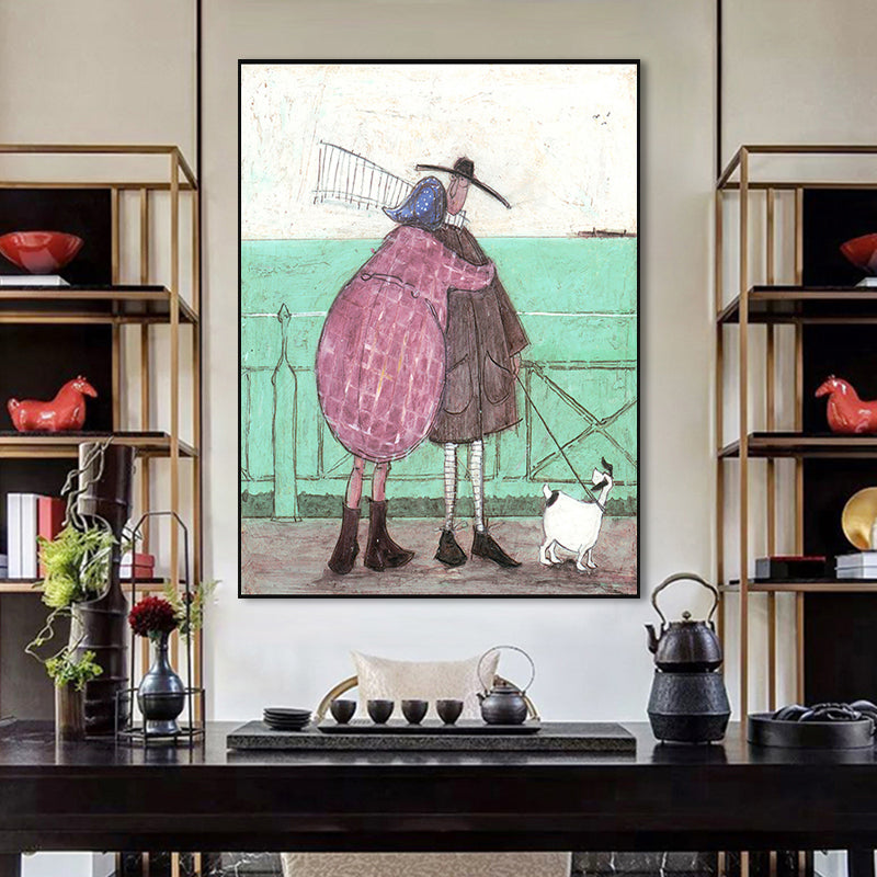 Recreational Figure Wall Art Decor Pastel Color Canvas Painting, Textured, Multiple Sizes Clearhalo 'Art Gallery' 'Canvas Art' 'Kids' Arts' 1858160