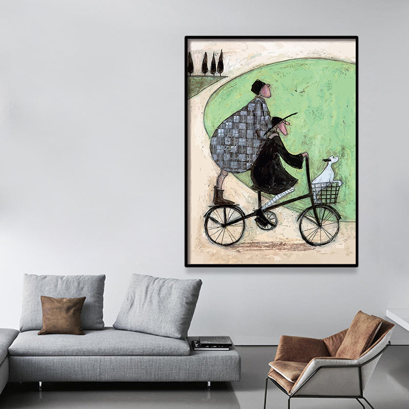 Recreational Figure Wall Art Decor Pastel Color Canvas Painting, Textured, Multiple Sizes Green Clearhalo 'Art Gallery' 'Canvas Art' 'Kids' Arts' 1858169