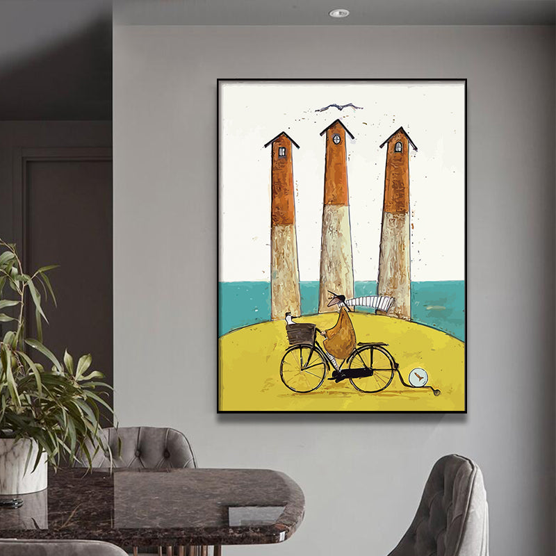 Recreational Figure Wall Art Decor Pastel Color Canvas Painting, Textured, Multiple Sizes Brown Clearhalo 'Art Gallery' 'Canvas Art' 'Kids' Arts' 1858173