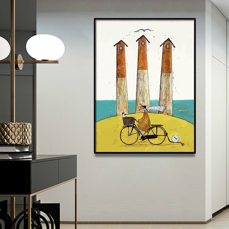 Recreational Figure Wall Art Decor Pastel Color Canvas Painting, Textured, Multiple Sizes Clearhalo 'Art Gallery' 'Canvas Art' 'Kids' Arts' 1858174