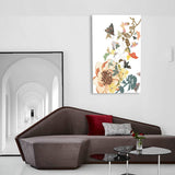 Butterfly and Blossom Canvas Print Pop Art Style Flower Wall Decor in Pastel Color Clearhalo 'Arts' 'Canvas Art' 1858185