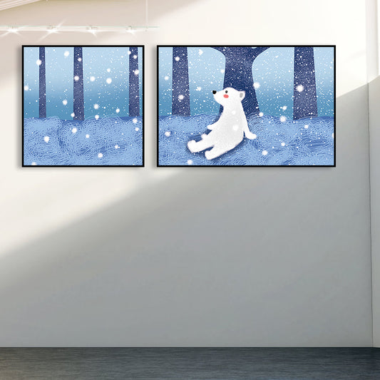 Animals Wall Decor Children's Art Textured Family Room Canvas in Soft Color, Set of 2 Blue Clearhalo 'Art Gallery' 'Canvas Art' 'Kids' Arts' 1858188