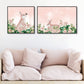 Animals Wall Decor Children's Art Textured Family Room Canvas in Soft Color, Set of 2 Pink Clearhalo 'Art Gallery' 'Canvas Art' 'Kids' Arts' 1858195