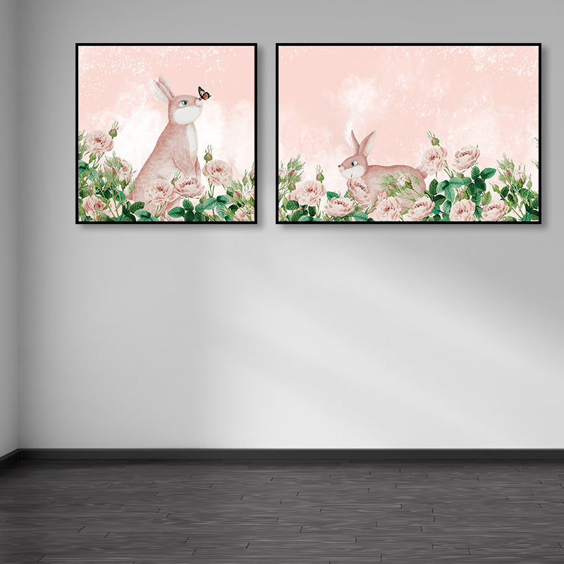 Animals Wall Decor Children's Art Textured Family Room Canvas in Soft Color, Set of 2 Clearhalo 'Art Gallery' 'Canvas Art' 'Kids' Arts' 1858196