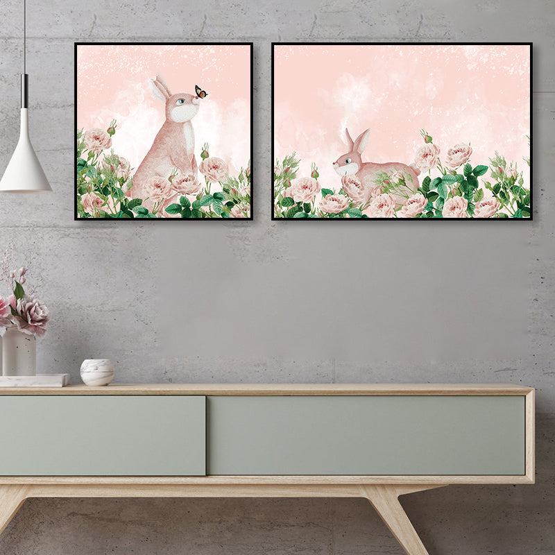 Animals Wall Decor Children's Art Textured Family Room Canvas in Soft Color, Set of 2 Clearhalo 'Art Gallery' 'Canvas Art' 'Kids' Arts' 1858197