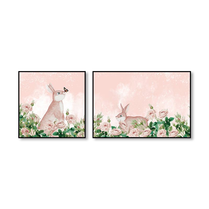 Animals Wall Decor Children's Art Textured Family Room Canvas in Soft Color, Set of 2 Clearhalo 'Art Gallery' 'Canvas Art' 'Kids' Arts' 1858198