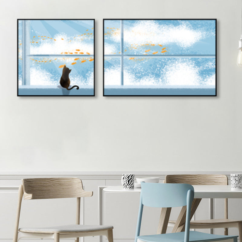 Animals Wall Decor Children's Art Textured Family Room Canvas in Soft Color, Set of 2 White Clearhalo 'Art Gallery' 'Canvas Art' 'Kids' Arts' 1858199