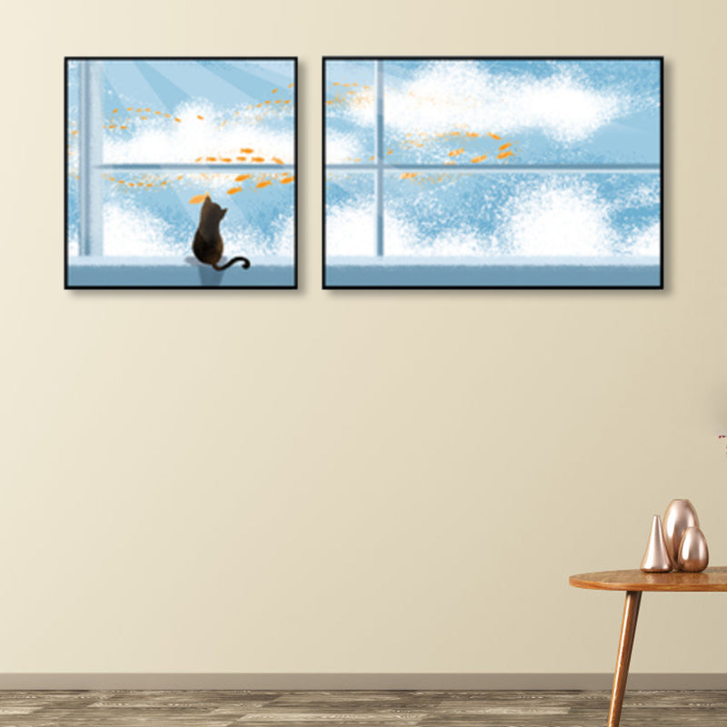 Animals Wall Decor Children's Art Textured Family Room Canvas in Soft Color, Set of 2 Clearhalo 'Art Gallery' 'Canvas Art' 'Kids' Arts' 1858200