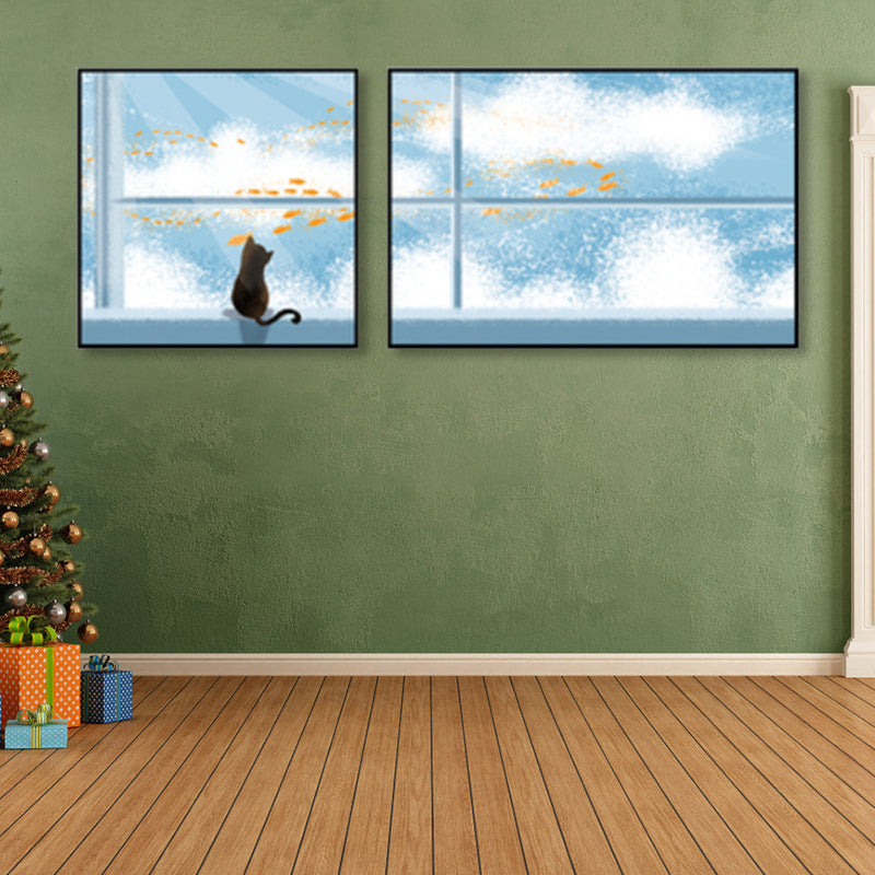 Animals Wall Decor Children's Art Textured Family Room Canvas in Soft Color, Set of 2 Clearhalo 'Art Gallery' 'Canvas Art' 'Kids' Arts' 1858201