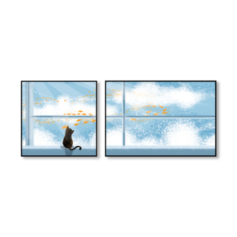 Animals Wall Decor Children's Art Textured Family Room Canvas in Soft Color, Set of 2 Clearhalo 'Art Gallery' 'Canvas Art' 'Kids' Arts' 1858202