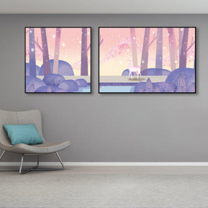 Animals Wall Decor Children's Art Textured Family Room Canvas in Soft Color, Set of 2 Purple Clearhalo 'Art Gallery' 'Canvas Art' 'Kids' Arts' 1858203