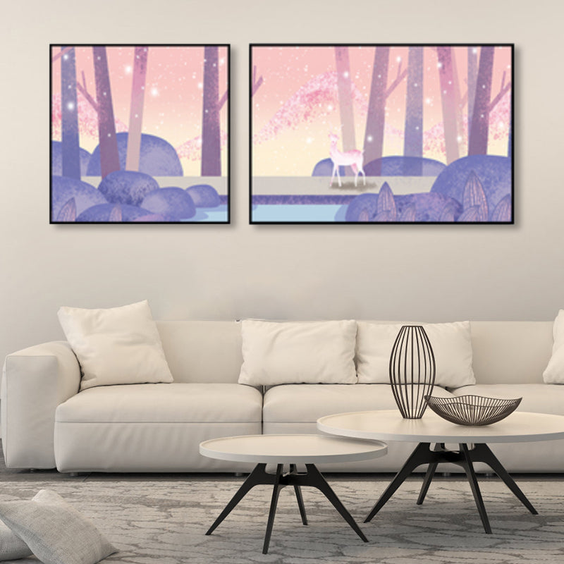 Animals Wall Decor Children's Art Textured Family Room Canvas in Soft Color, Set of 2 Clearhalo 'Art Gallery' 'Canvas Art' 'Kids' Arts' 1858204