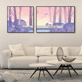 Animals Wall Decor Children's Art Textured Family Room Canvas in Soft Color, Set of 2 Clearhalo 'Art Gallery' 'Canvas Art' 'Kids' Arts' 1858204