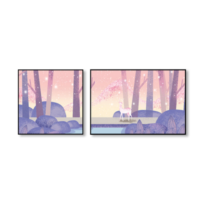 Animals Wall Decor Children's Art Textured Family Room Canvas in Soft Color, Set of 2 Clearhalo 'Art Gallery' 'Canvas Art' 'Kids' Arts' 1858206