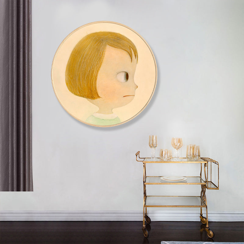 Soft Color Cartoon Kids Painting Figure Modern Art Textured Canvas for House Interior Yellow Clearhalo 'Arts' 'Canvas Art' 1858214