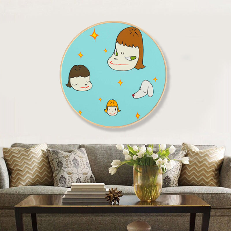 Soft Color Cartoon Kids Painting Figure Modern Art Textured Canvas for House Interior Blue Clearhalo 'Arts' 'Canvas Art' 1858221