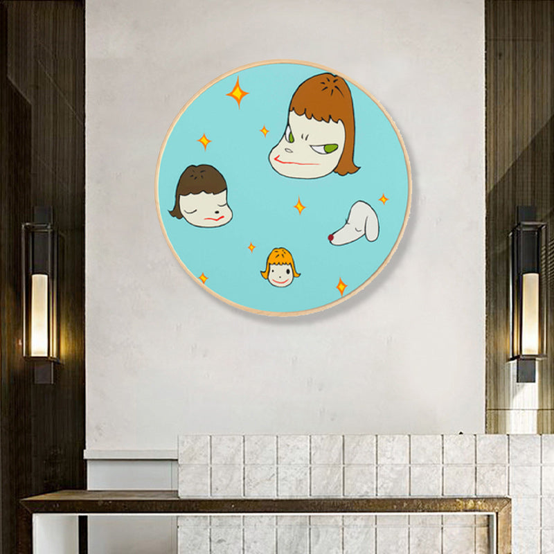 Soft Color Cartoon Kids Painting Figure Modern Art Textured Canvas for House Interior Clearhalo 'Arts' 'Canvas Art' 1858223
