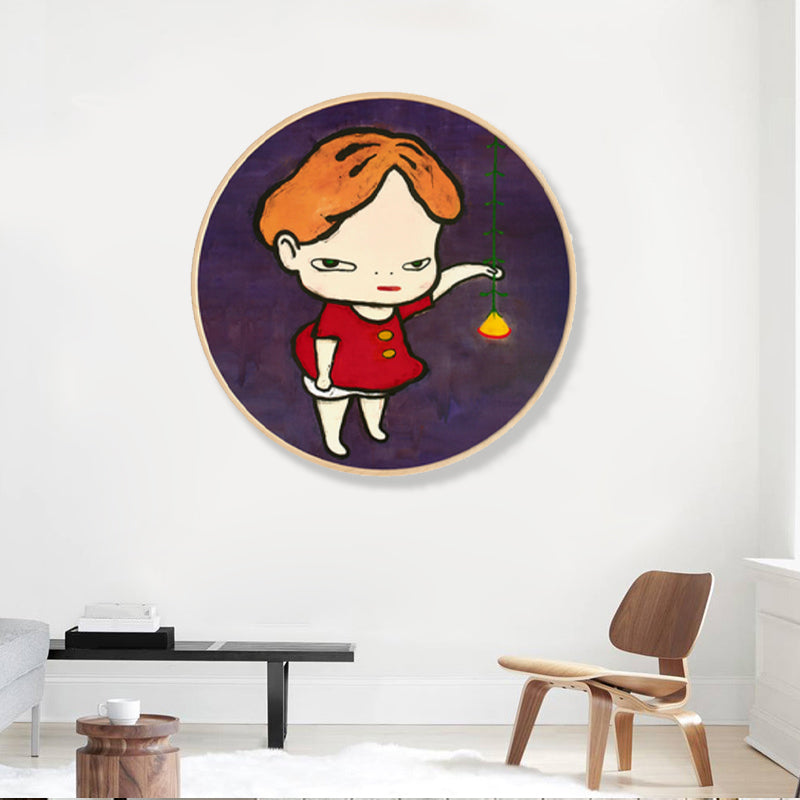 Soft Color Cartoon Kids Painting Figure Modern Art Textured Canvas for House Interior Purple Clearhalo 'Arts' 'Canvas Art' 1858225