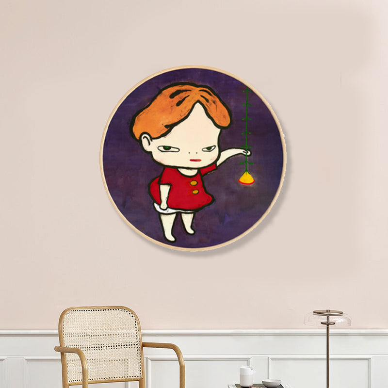 Soft Color Cartoon Kids Painting Figure Modern Art Textured Canvas for House Interior Clearhalo 'Arts' 'Canvas Art' 1858226