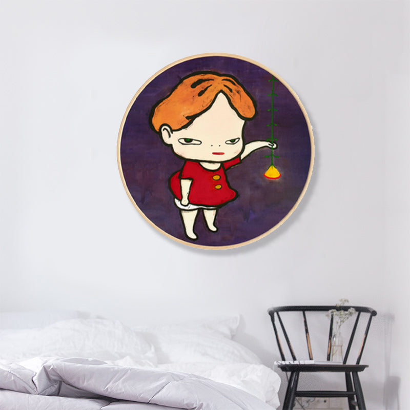 Soft Color Cartoon Kids Painting Figure Modern Art Textured Canvas for House Interior Clearhalo 'Arts' 'Canvas Art' 1858227