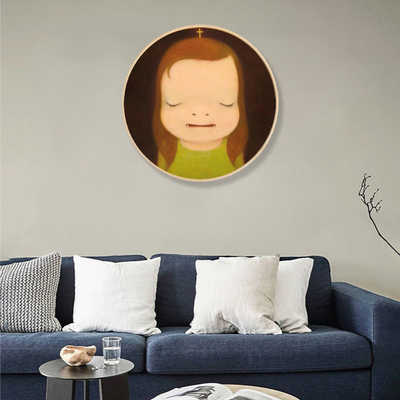 Soft Color Cartoon Kids Painting Figure Modern Art Textured Canvas for House Interior Brown Clearhalo 'Arts' 'Canvas Art' 1858229