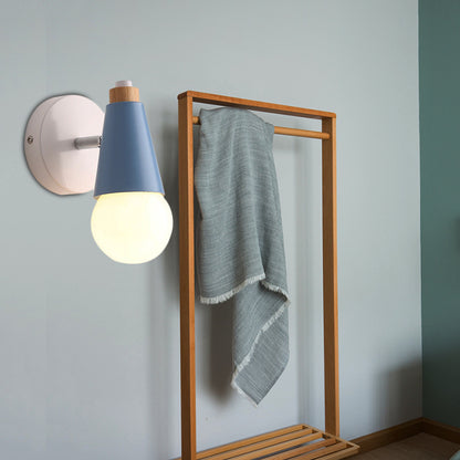 Bedside Hallway Sweet Cone Wall Light Metal One Light Nordic Style Rotatable Wall Lamp Blue Clearhalo 'Wall Lamps & Sconces' 'Wall Lights' Lighting' 185823