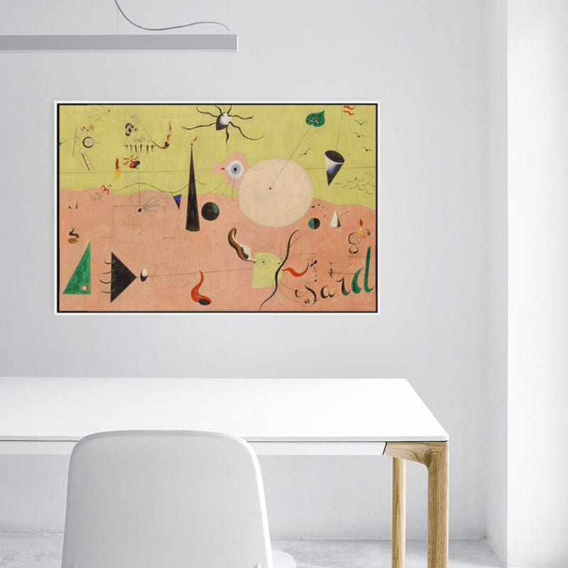 Mid-Century Modern Geometry Canvas Yellow Oil Painting Wall Art Print for Sitting Room - Yellow - Clearhalo - 'Arts' - 'Canvas Art' - 1858240