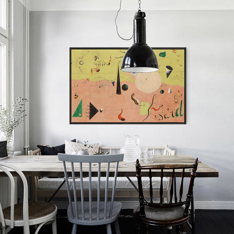 Mid-Century Modern Geometry Canvas Yellow Oil Painting Wall Art Print for Sitting Room Clearhalo 'Arts' 'Canvas Art' 1858242