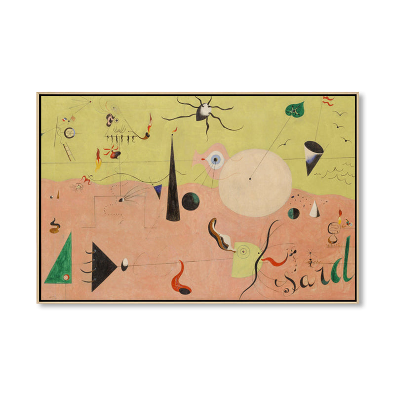 Mid-Century Modern Geometry Canvas Yellow Oil Painting Wall Art Print for Sitting Room Clearhalo 'Arts' 'Canvas Art' 1858243