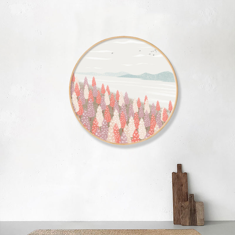 Nordic Style Riverside Forest Art Print Boys Bedroom Wall Decor in Light Color, Textured Clearhalo 'Arts' 'Canvas Art' 1858260