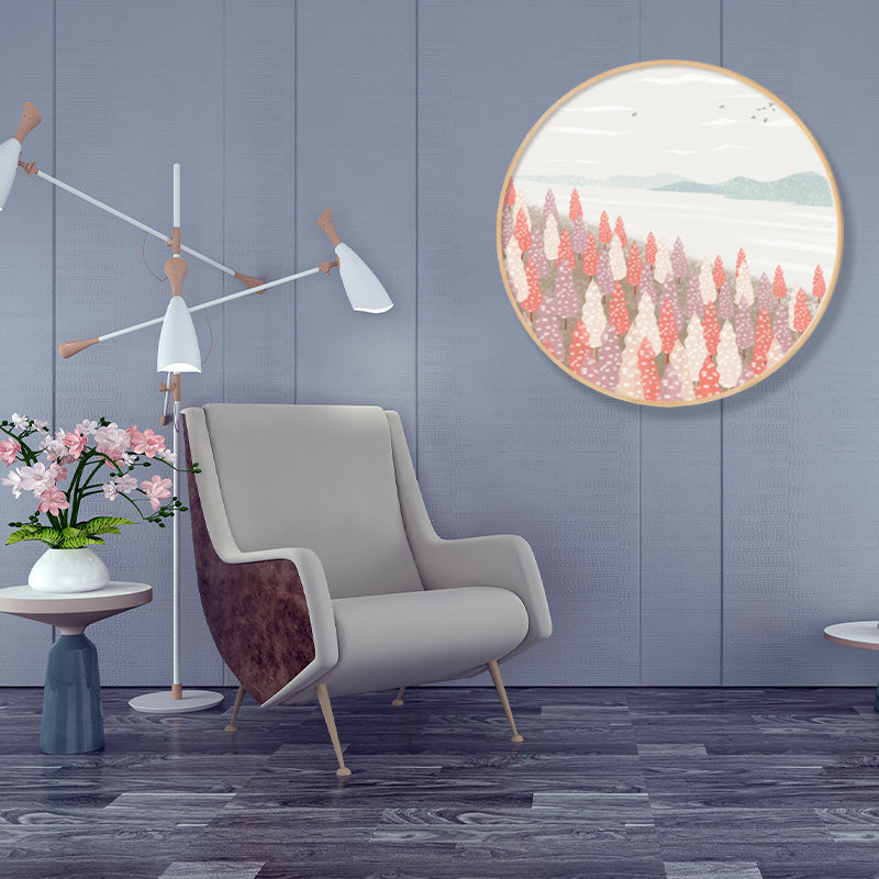 Nordic Style Riverside Forest Art Print Boys Bedroom Wall Decor in Light Color, Textured Clearhalo 'Arts' 'Canvas Art' 1858261