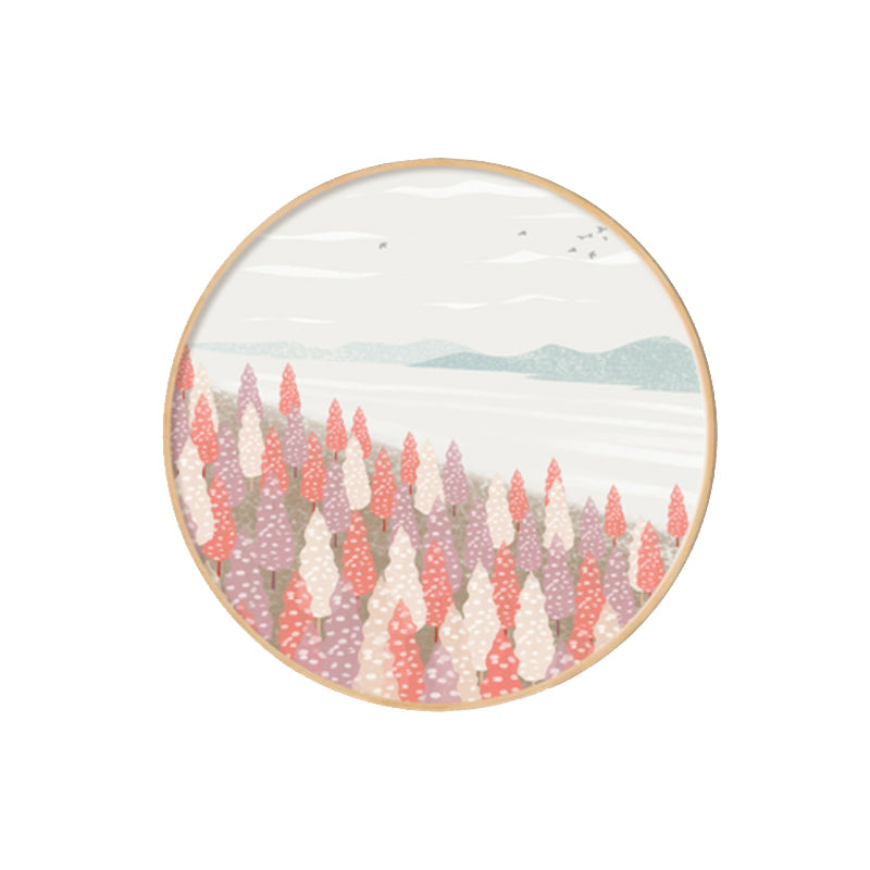 Nordic Style Riverside Forest Art Print Boys Bedroom Wall Decor in Light Color, Textured Clearhalo 'Arts' 'Canvas Art' 1858262