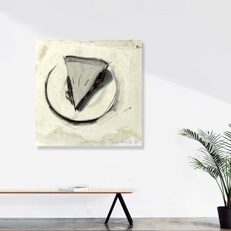 Gray Cake Piece Painting Foods Pop Art Textured Wrapped Canvas for House Interior Grey Clearhalo 'Arts' 'Canvas Art' 1858279