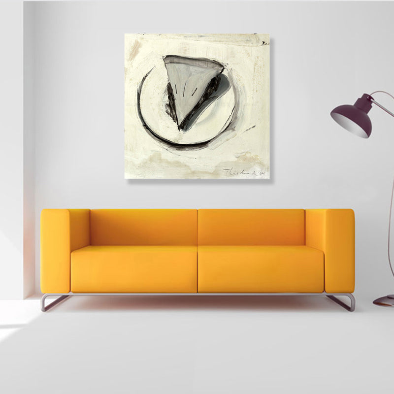 Gray Cake Piece Painting Foods Pop Art Textured Wrapped Canvas for House Interior Clearhalo 'Arts' 'Canvas Art' 1858280