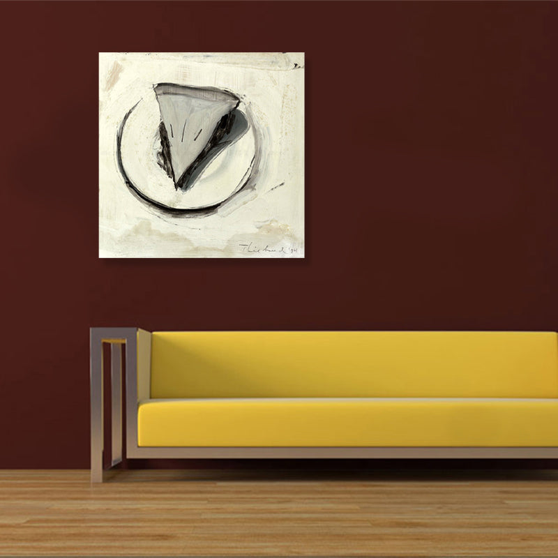 Gray Cake Piece Painting Foods Pop Art Textured Wrapped Canvas for House Interior Clearhalo 'Arts' 'Canvas Art' 1858281