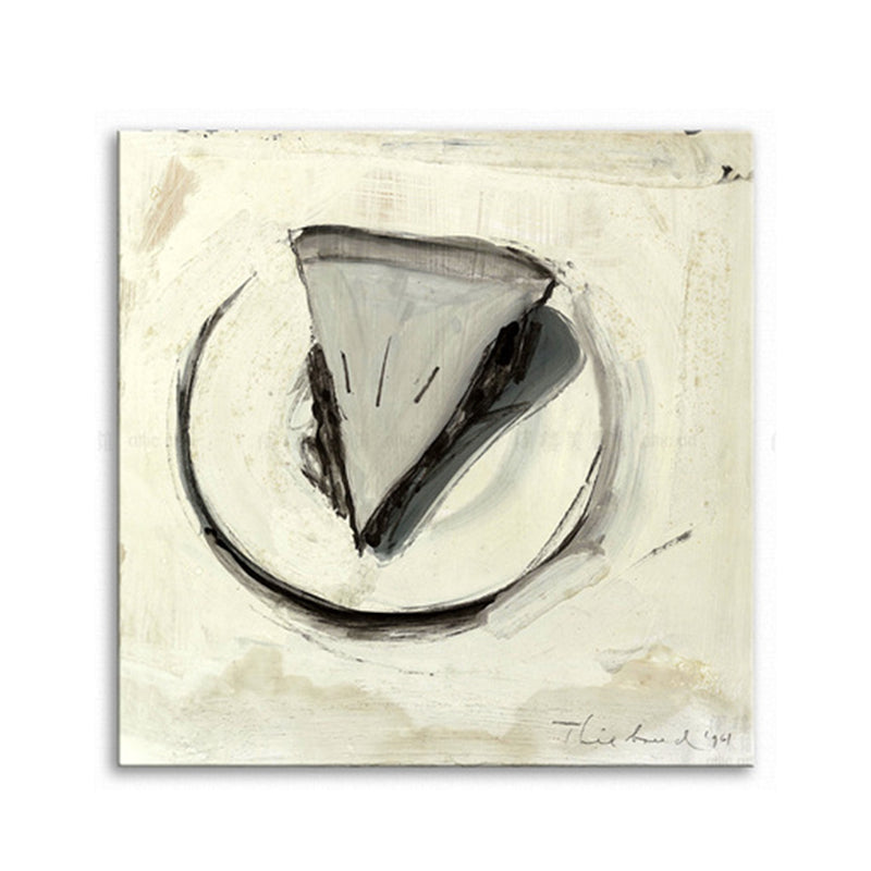 Gray Cake Piece Painting Foods Pop Art Textured Wrapped Canvas for House Interior Clearhalo 'Arts' 'Canvas Art' 1858282