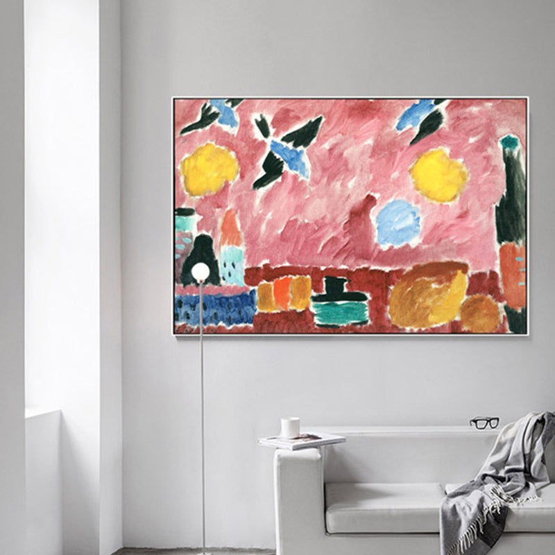 Pink Hand Print Wall Decor Paintings Abstract Expressionism Textured Canvas Art for Lounge - Pink - Clearhalo - 'Arts' - 'Canvas Art' - 1858286