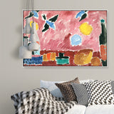 Pink Hand Print Wall Decor Paintings Abstract Expressionism Textured Canvas Art for Lounge